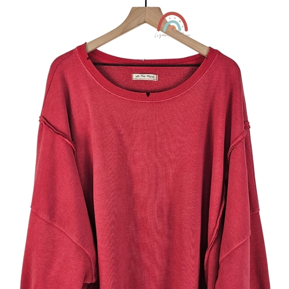 New! FP We The Free Camden Sweatshirt in Dark Red NWT - Picture 7 of 14